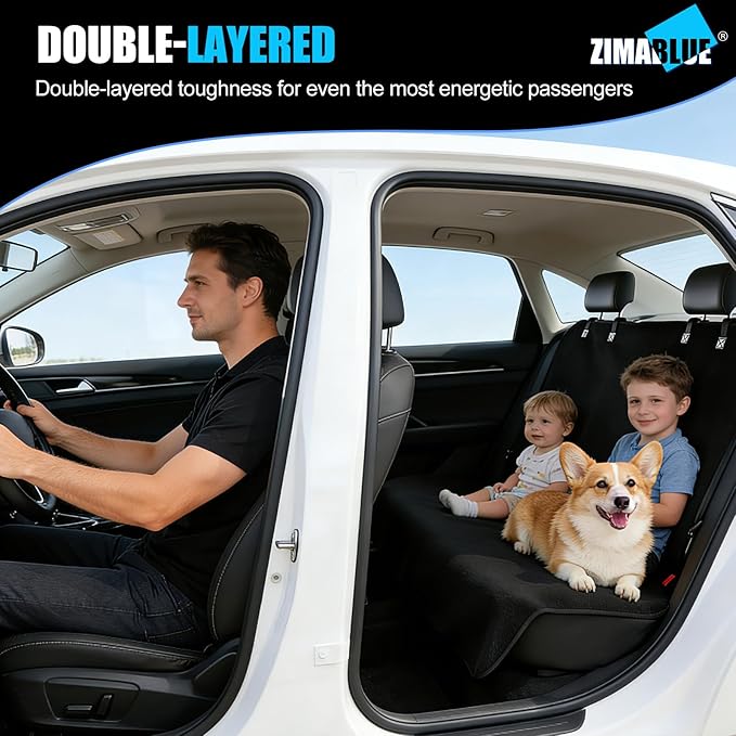 Waterproof Towel Rear Seat Cover for Cars, SUVs, Trucks & Sedans, Heavy Duty Sweat Towel Back Seat Protector for Post-Gym, Beach, Dogs & Kids, Machine Washable, Non-Slip, Black, 55" x 59"