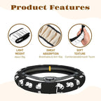 Steering Wheel Cover Accessories Neoprene Cover, Breathable Non-Slip Easy to Install Suitable for Women Men, 14.5-15.5 Inch for Car SUV Van Truck Universal - Lazy Kitten
