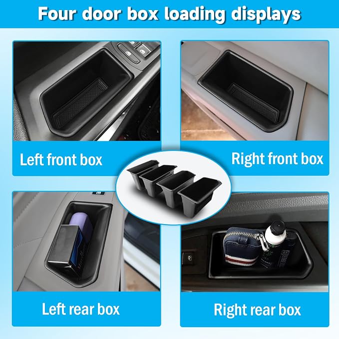 Atlas Door Side Storage Box Handle Container Compatible with 2018-2023 VW Atlas/Atlas Cross Sport Accessories, ABS Inner Door Handle Organizer Phone Pocket Insert Tray Glove Pallet, 4PCS Set