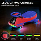 12V Electric Wiggle Car for Kids with Pedal, Display, Rechargeable Battery, LED Light, Bluetooth, Light-Up Wheels, Anti-Rollover, 2 Speeds, Ride on Toys, Birthday Gifts for Age 3+, 150Lbs