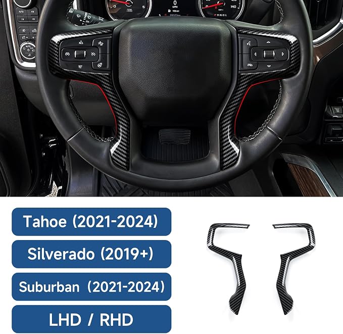 Car ABS Carbon Fiber Trim Sticker Interior Decal for 2019-2025 Chevy Silverado Blazer | for 2021-2024 Tahoe Suburban 1500 2500 3500 HD Accessories