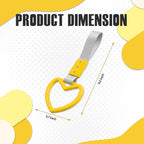 2PCS Heart Shaped Car Handle Straps, Rear Bumper Warning Keychain Ring for Car Exterior Accessories (Yellow-Silver)
