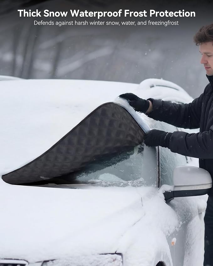 3W Windshield Cover for Ice and Snow, Waterproof Anti-Frost Windshield Snow Cover for Cars SUV/Truck/Van, Graphene-Insulated Car Accessories X-Large(78"x45")