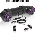 UTV4BRGB ATV Sound System - 4 Inch Speakers, Tweeters, IPX5 Weatherproof, Bluetooth, Built-in Amplifier, Multi-Color Illumination