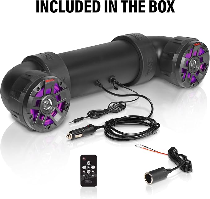 UTV4BRGB ATV Sound System - 4 Inch Speakers, Tweeters, IPX5 Weatherproof, Bluetooth, Built-in Amplifier, Multi-Color Illumination