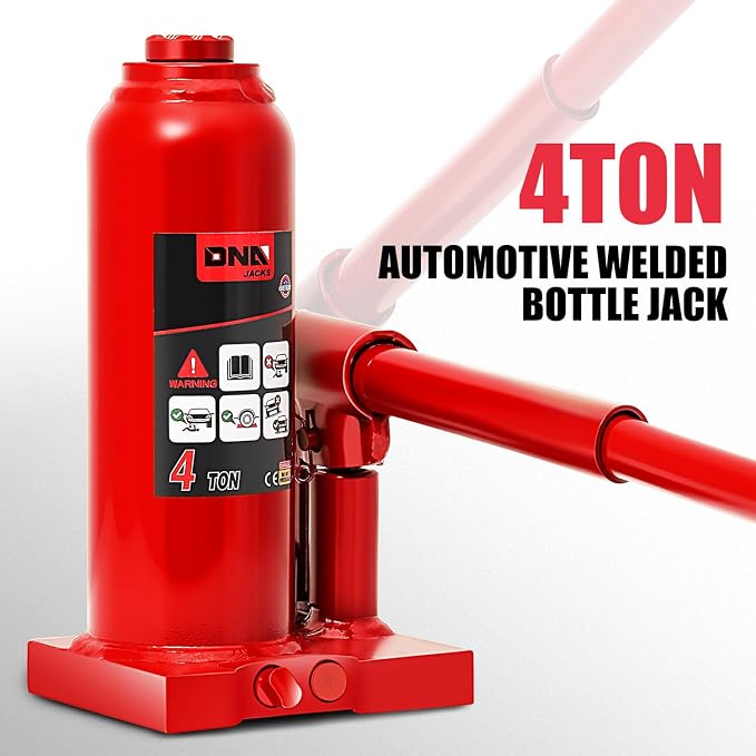 4 Ton / 8000 lbs Lifting Automotive Welded Hydraulic Bottle Jack for Car SUV Pickup, Auto Repair, with Manual Handle & Carrying Storage Case, Red