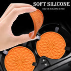 2 Pack Silicone Car Cup Holder Coaster – 2.75 Inch Non-Slip Drink Mat, Universal Fit for Most Vehicles – Cute & Functional Auto Accessories (Orange)