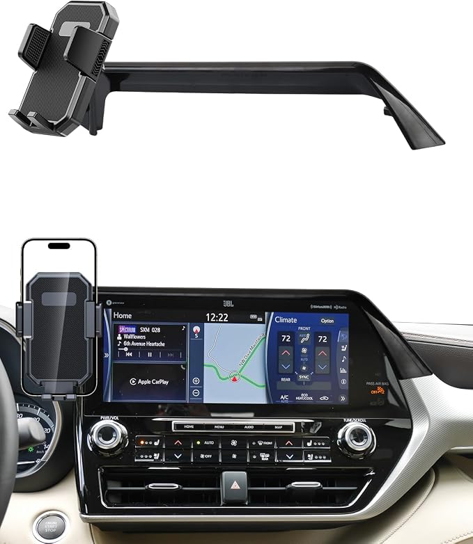 PZK Car Phone Holder for 2020-2026 Toyota Highlander 12.3-inch Screen Only | Auto Lock Car Phone Mount for Highlander Accessories Hybrid Lmited /Platinum Hands free 360° Rotation (Not Fit 8-Inch)