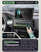 【 】 Single Din Touchscreen Radio with Wireless CarPlay, 7 inch QLED Android Auto Screen for car,Motorized Flip Out Car Stereo Upgrade Fast Charging(QC/PD 3.0)/AM/FM/DSP/AHD (S7012)