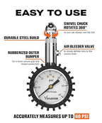 Tire Pressure Gauge - (0-60 PSI) Heavy Duty, Certified ANSI Accurate with Large 2 Inch Easy to Read Glow Dial, Low - High Air Pressure Gauge. Tire Gauge for Car and Trucks Tires by