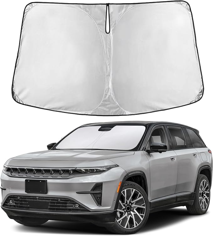 Windshield Sunshade Compatible for Jeep Wagoneer 2022-2023 2024 2025, Sun Visor for Front Windshield & Window Sun Shade Cover, UV Heat Blocker & Protector, Car Accessories