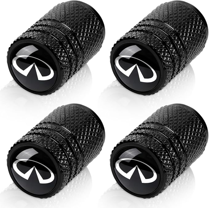 4pcs Tire Valve Stem Caps, Compatible with Infiniti Q50 FX35 FX37 F50 QX70 QX60 EX35 Series Stem Cap Universal Car Air Cover Car Accessories for Cars, SUV, Truck, Motorcycles Black