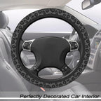Black Leopard Cheetah Steering Wheel Cover for Women Girls, Anti-Slip High Elastic Breathable Soft Rubber Car Steering Wheel Cover, Universal 15 Inch Fit for Cars, Auto, SUVs