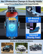 HTU Car Phone Holder【2026 Upgraded 100+LBS Suction & Safety Cert】 Cell Phone Car Mount for Truck Heavy Duty Phone Holder for Dashboard/Windshield/Vent for iPhone 17 16 Pro Max, Jet Black