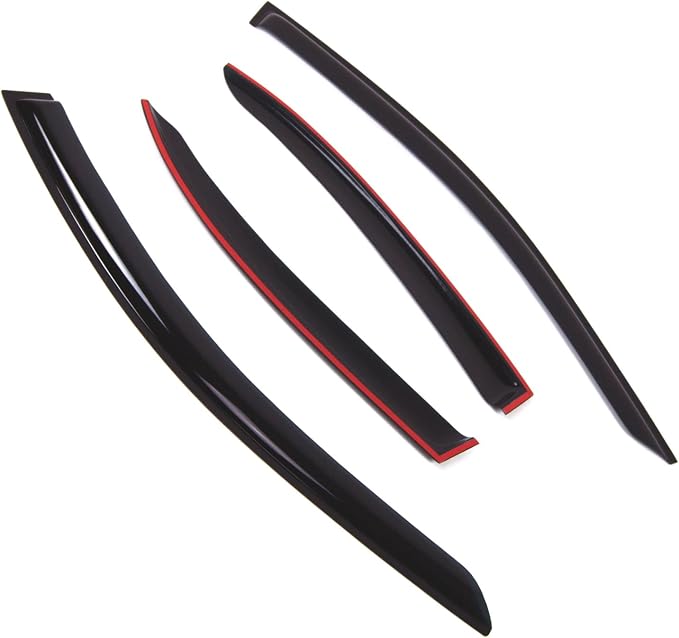 Outside Mount Window Vent Visors Rain Guards Compatible with Mercedes C250 C300 C400 2015-2016 | Side Window Wind Deflectors Rain Shields | Smoke Tinted, 4 Pcs Set, DGWV-833