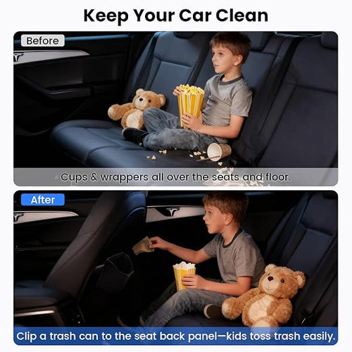 1797 Car Trash Can for Back Seat, Automotive Garbage Bin Clip on Front Seat Back, PU Leather with Leakproof Removable Plastic Liner, 0.42 Gallon Capacity for Small Trash