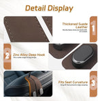 Car Seat Headrest Hooks - 4 Pack Universal Car Purse Hook, Leather Car Bag Purse Holder with Double Metal Hooks for Handbags, Grocery Bags, Bottles, Phones, Brown