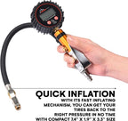 Tire Pressure Gauge with Inflator - Digital Tire Pressure Gauge, 0-250 PSI Heavy Duty Tire Inflator Gauge with Air Chuck Lock & Bleed Valve, Air Compressor Accessories