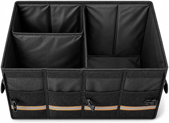 Premium Car Trunk Organizer, Heavy Duty Foldable SUV Storage Box with Non-Slip Bottom, Waterproof Oxford Cloth, Large Capacity Sturdy Cargo Organizer for Car, Truck