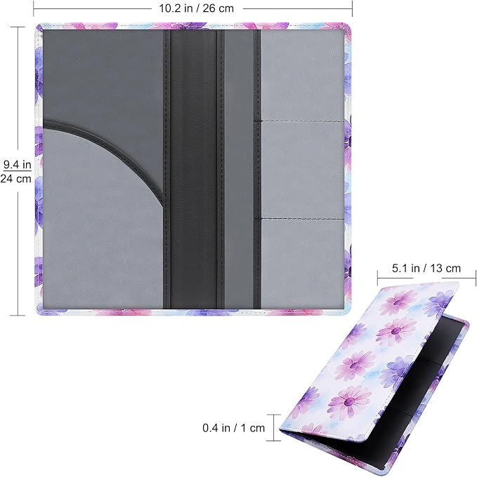 Premium Car Registration & Insurance Card Holder with Magnetic Shut, Vehicle Glove Box Car Organizer - For Documents, Cards, License (Floral B)