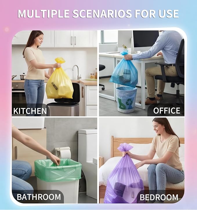 Mini Trash Bags 1.2 Gallon Unscented, 0.82 Mil, Colored,300 Count | 4.5 Liter Garbage Bag, Plastic Wastebasket Liners, Leakproof, Tear Resistant,for Under-sink Bins, Bedside Cans, Bathroom Bulk