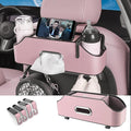 Car Back Seat Organizer with 2 Drink Cup Holder - Tissue Box and Storage Box Hook - Multi-functional Storage - Great for Kids and Travel (Pink)