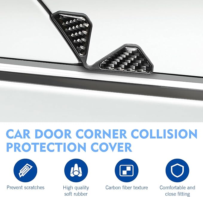 Car Door Corner Protector Edge Guards, Carbon Fiber Decorative Anti-scratch Anti-collision Buffer Pad, Embedded Self-adhesive Tightly Wrapped Soft Protective Cover, for Most Cars (Black)