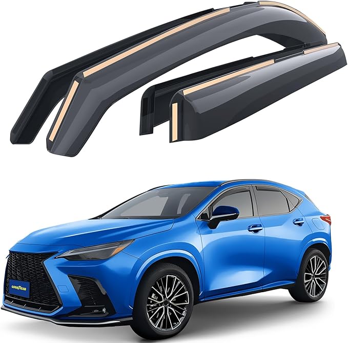 Goodyear Shatterproof Window Deflectors for Lexus NX 2022-2026, Tape-on Rain Guards, Window Visors, Vent Deflector Visor, Car Accessories, 4 pcs. - GY008093