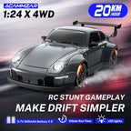 RC Drift Car, 1:24 Remote Control Car for Kids, 20KM/H 4WD High Speed RC Cars with LED Lights, Two Batteries, Extra Drifting Tires, Vehicle for Adults Boys Girls