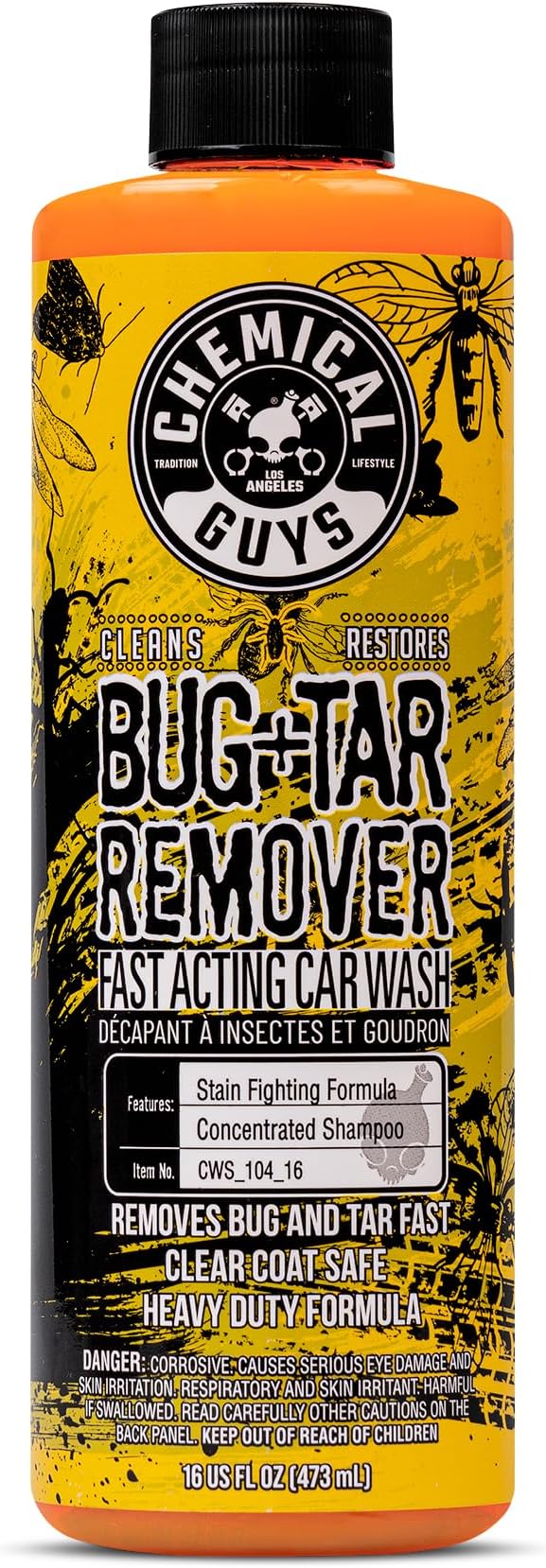 Bug and Tar Remover Fast Acting Car Wash - Heavy Duty Cleaner for Bugs, Tar, Grime, Tree Sap & Bird Droppings - Safe for Car Paint, Glass, Chrome, Plastic, All Exterior Surfaces - 16 oz