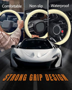 Car Steering Wheel Cover, Thin Anti-Skid Silicone Steering Wheel Cover for Men & Women, Universal Automotive Interior Accessories for Most Cars (Light Yellow)
