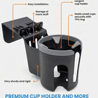 Car Door Cup Holder – Universal Window Cup-Holder with Phone Storage, Felt Protection Pad, No Rattle Fit for Large and Small Cups, Fits Any Car or Truck &18-2023 Tesla Model 3 Y Cup Holder
