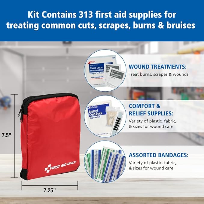 313 Piece Home & Go Emergency First Aid Kit (91081)