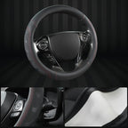 Microfiber Leather Steering Wheel Cover for Honda Accord,Civic,CR-V,HR-V,Pilot(Black+Red Line-Standard Size)