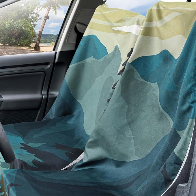 Car Seat Towel Covers with Storage Bag, 63 x 32 Inch Universal Non Slip Waterproof Sweat Protector for Car Truck, Gym Swimming Running, Machine Washable(2 Pack,Grizzly Guide)