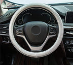 New Diamond Leather Steering Wheel Cover with Bling Bling Crystal Rhinestones, Universal Fit 15 Inch Car Wheel Protector for Women Girls Silver