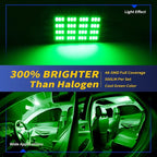 Car Interior LED Lights Accessories with 194 168 T10 / BA9S / DE3175 6418 211-2 578 Festoon Adapters, 48-SMD Panel Lamps for Dome Map Door Trunk Courtesy License Plate Lights (Green)