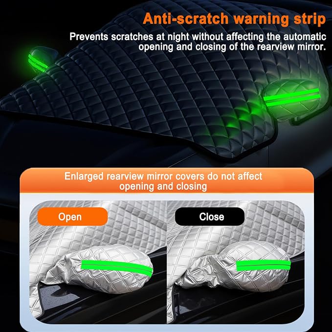 Car Windshield Cover for Ice and Snow for Toyota Tundra 1999–2025 2020 2021 2022 2023 2024 2026, Automotive Large Windshield Snow Covers with Side Window and Rearview Mirror Protector