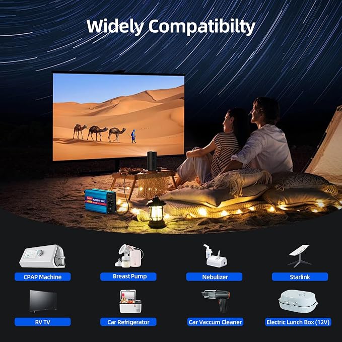 400W Pure Sine Wave Power Inverter 12V DC to 110V 120V AC for Vehicles | Car Cigarette Lighter Adapter inverter with 2 AC Outlets, Converter for Car with LCD Display for Solar RV Truck Home Camping