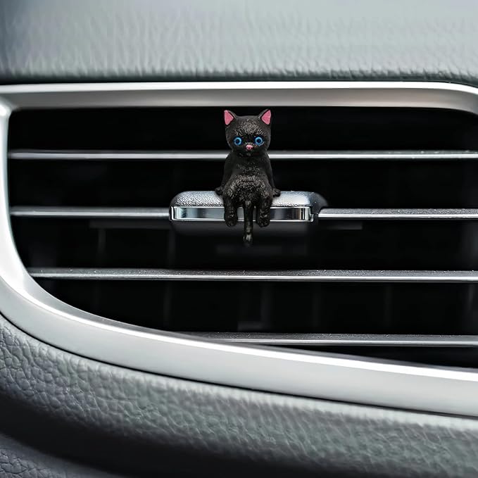 Cat Car Interior Accessories Dashboard Decorations, Set of 5 Cute Car Dash Decor Rearview Mirror Ornament for Women Girl