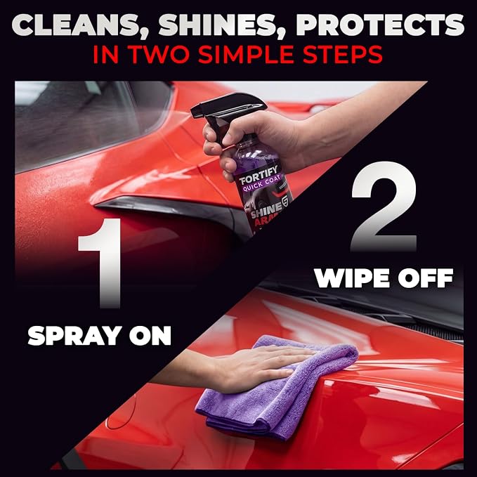 Fortify Quick Coat - 16oz Ceramic Waterless Detailer Spray | 3-in-1 Wash, Wax & Nano-Ceramic Coating | Mirror Shine, Zero Streaks, No Dust Residue | 6-12 Month Protection | Made in USA