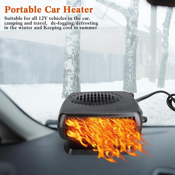 2 Pcs Portable Car Heater, 12V 120W Auto Heating Windshield Defrost Defogger Cooling Car Heater, 2 in 1 Heating and Cooling Car Heater Plugs into Cigarette Lighter