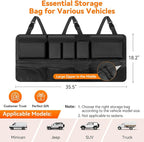 Trunk Organizer for SUV, 35.5" x 18.2" Large Capacity Car Organizers and Storage, Backseat Hanging Storage Bag with 10 Pockets, Adjustable & Waterproof Car Interior Accessories for SUV Truck MPV