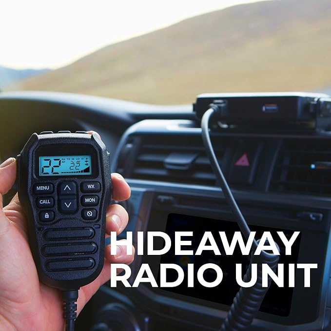 Midland - MXT275 MicroMobile GMRS Radio - 15 watts Two-Way Radio with Integrated Control Microphone - Overland Caravanning Tractors - Detachable External Magnetic Mount Antenna - 8 Repeater Channels