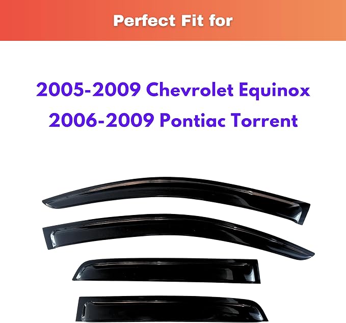 KPY Rain Guards Fit for 2005-2009 Chevrolet/Chevy Equinox, Out-Channel Window Visors Vent Wind Deflectors 4PC, Car Accessories for 2006-2009 Pontiac Torrent