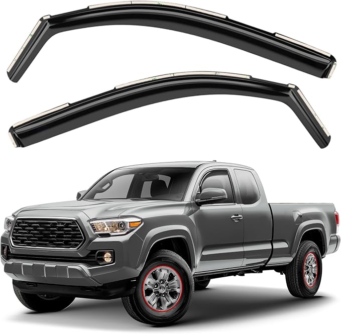 Window Deflectors Smoke Tinted In-Channel Side Window Vent Visor Deflectors Rain Guards Compatible with Toyota Tacoma 2016-2023 Access Cab/Double Cab - 2pcs. GW0083