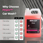Malco Prizm Car Wash – Hard-Working, High-Foaming Automotive Cleaner/Formulated to Remove Soils and Rinse Away Cleanly/Excellent Cleaning Performance and Value / 1 Gallon (123201)
