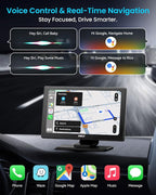 IK5 9" Wireless Apple CarPlay & Android Auto Screen, Portable Car Stereo with 4K Dash Cam & 1080p Backup Camera, Add CarPlay to Any Vehicle, Touchscreen, Mirror Link