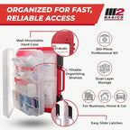 350 Piece Professional Wall-Mount First Aid Kit, Home, Business | Dual-Layer Hard Case, Office, Warehouse, Jobsite, Garage, Vehicle, Workplace Safety, Classroom And Emergency Readiness