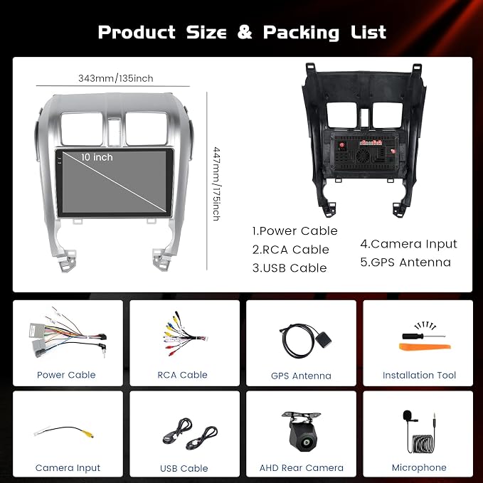 10.1 Inches for Honda CRV 2007-2011 4+64GB Android 15 Car Radio Wireless Carplay Android Auto, 1280 * 720P in-Cell Touch Screen WiFi Bluetooth5.0 GPS FM/RDS EQ Backup Camera MIC